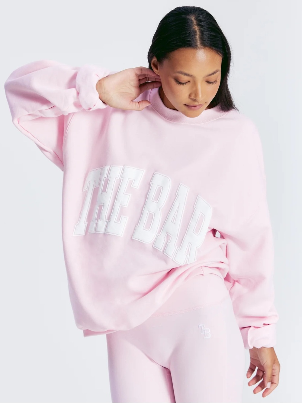 The Bar Varsity Sweatshirt Blush White Size M